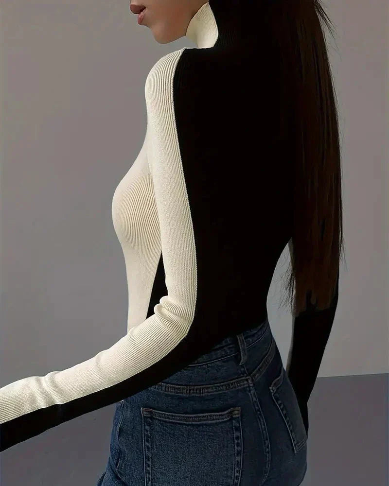 PULL™ | COL ROULÉ BICOLORE