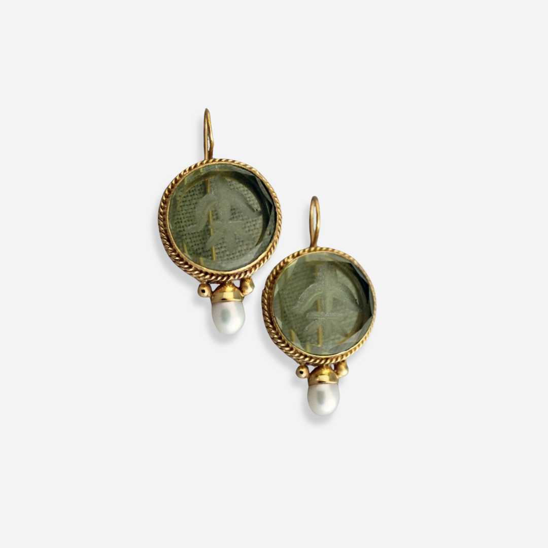 AMÉLIE™ | BOUCLES VINTAGE PIERRE VERTE
