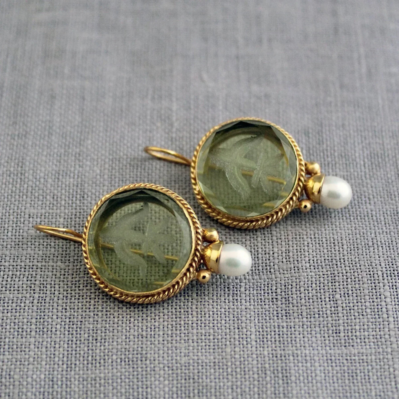 AMÉLIE™ | BOUCLES VINTAGE PIERRE VERTE