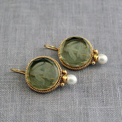 AMÉLIE™ | BOUCLES VINTAGE PIERRE VERTE