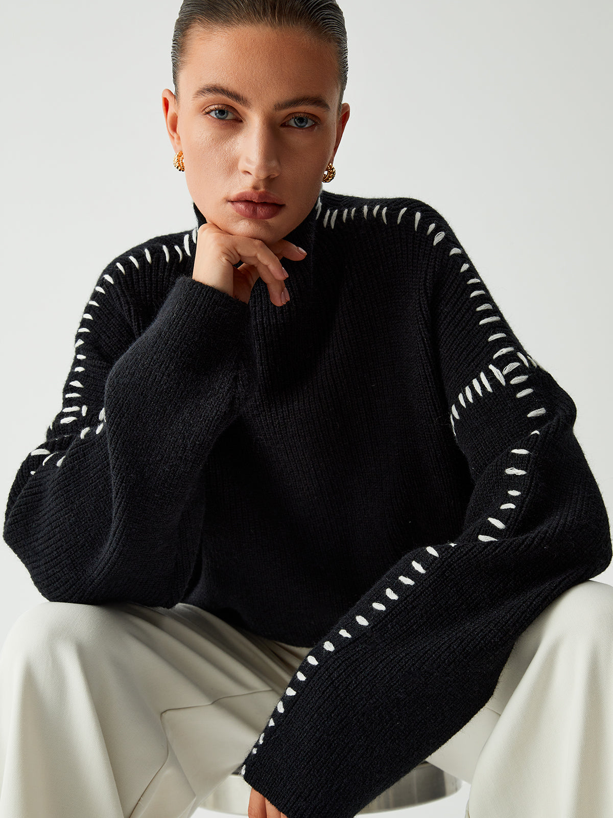 ALMA™ | PULL COL ROULÉ PIQUÉ