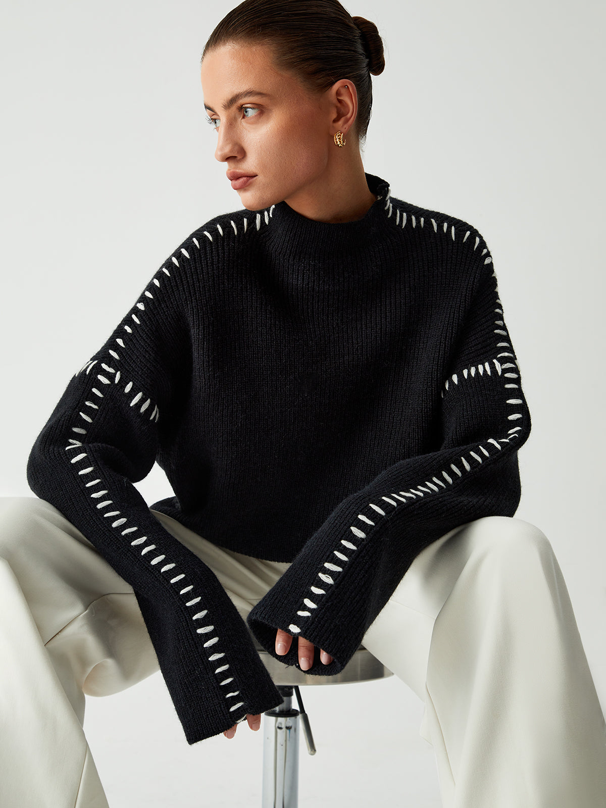 ALMA™ | PULL COL ROULÉ PIQUÉ