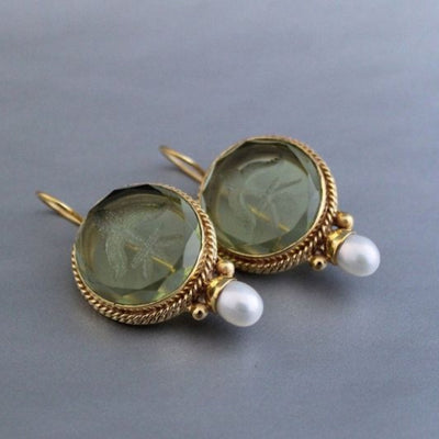 AMÉLIE™ | BOUCLES VINTAGE PIERRE VERTE