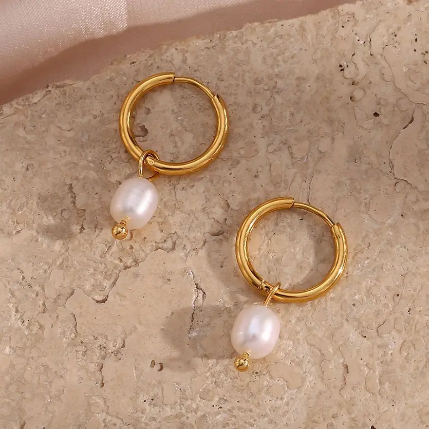 ELISE™ | BOUCLES ANNEAUX PERLE